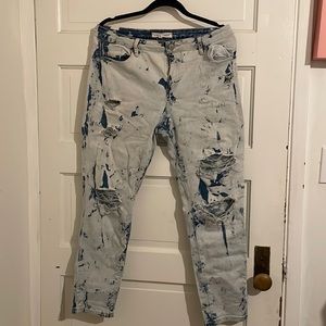 blue and white ripped jeans